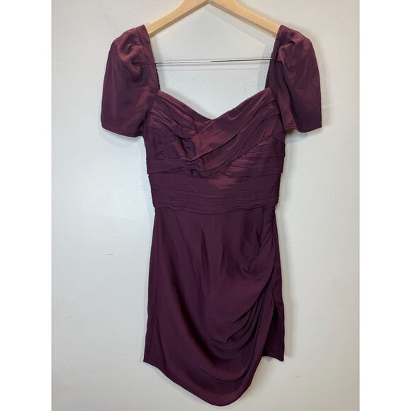 Self Portrait Women's AW22-147 Size 2 Purple Iris Stretch Crepe Mini Dress - Picture 2 of 6